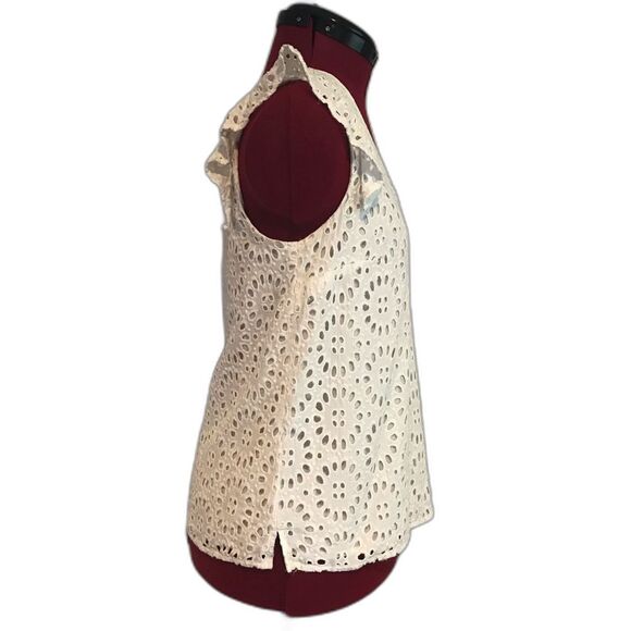 Lilly Pulitzer Lina Eyelet Blouse Size XS Resort White Beach Paradise Eyelet - Picture 10 of 11